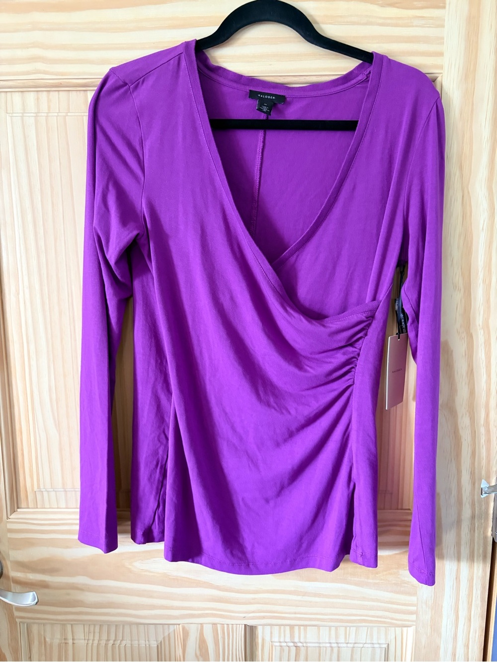 Halogen Purple Surplice Long-Sleeve Top